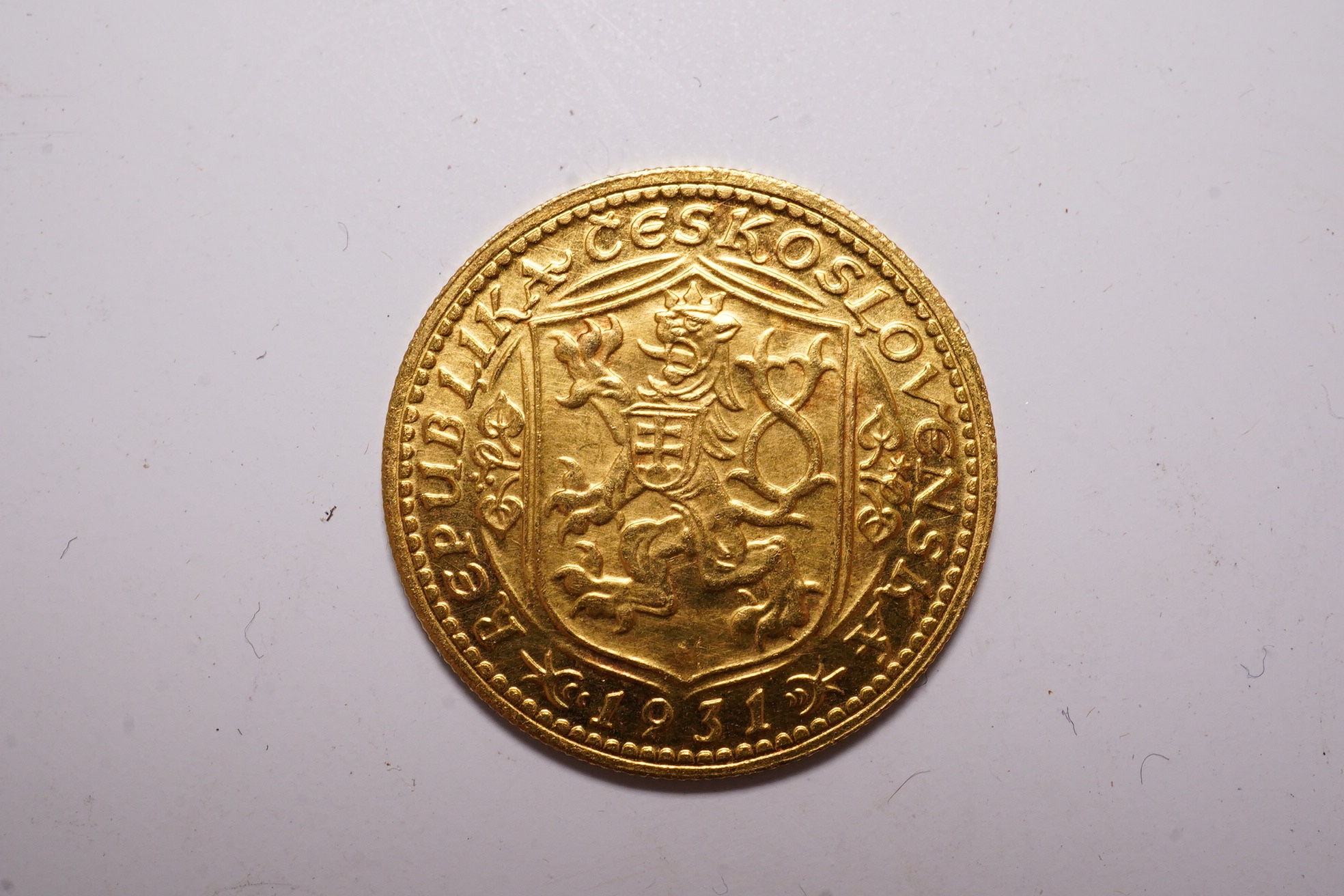 Czechoslovakia gold coins, First Republic, 1 gold Dukat 1931, KM.8, UNC.